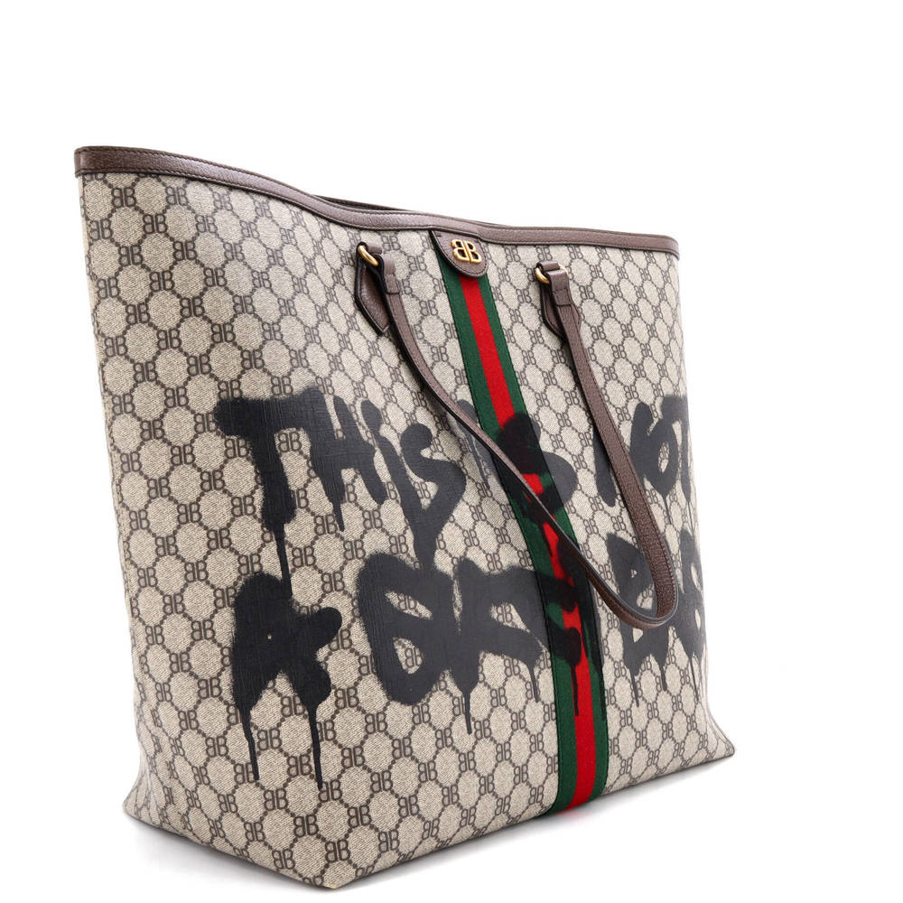 Balenciaga Large x Gucci The Hacker Project Tote Graffiti BB Coated Canvas - Picture 2 of 5